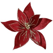 10.2    Large Glitter Christmas Flowers 6 Pcs Artificial Poinsettia Flower Vel...