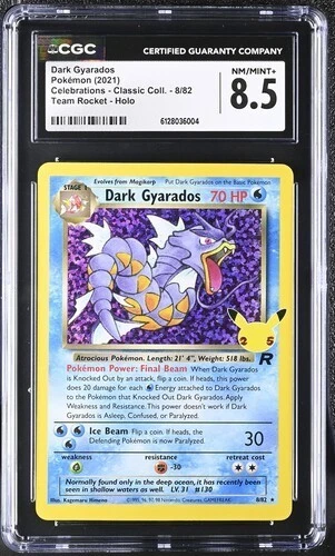 DARK GYARADOS #8/82 - 2021 POKEMON CELEBRATIONS CLASSIC TEAM ROCKET HOLO CGC 8.5