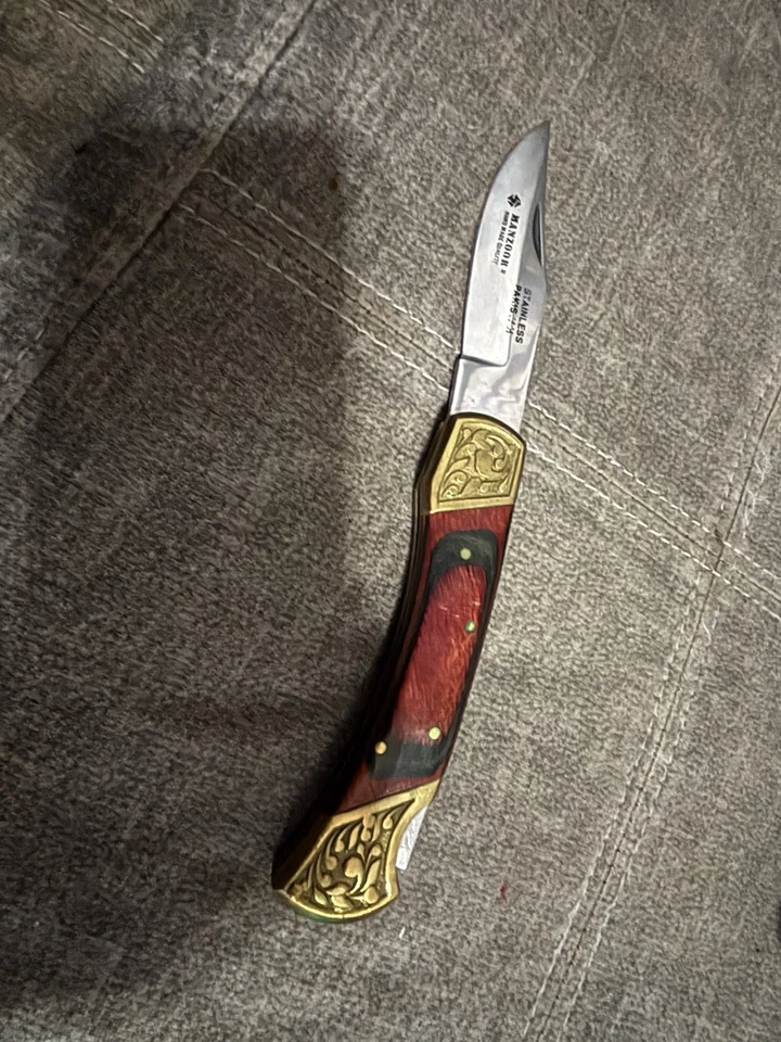 Funda/funda de cuchillo Harley Davidson de cuero negro para cinturón con cuchillo rara década de 1980 Foto 3 de 4