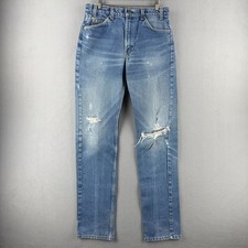 Vintage Levis Jeans Mens Fits 32x35 Blue 80s Orange Tab 505 Made in USA