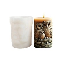 Three Owls Relief Silicone Candle Mold Tree Branch Candles Crafts Reusable Mould