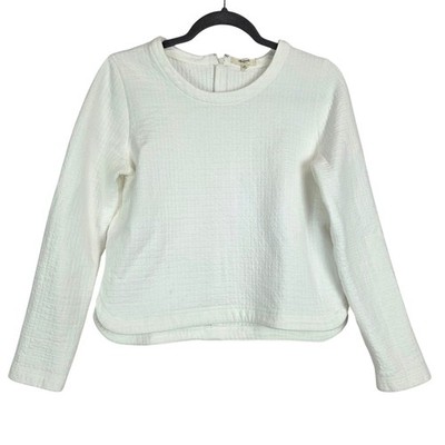 Madewell Ivory Boxy Knit Crop Top M Modern Parisian Neutral Minimal Capsule 
