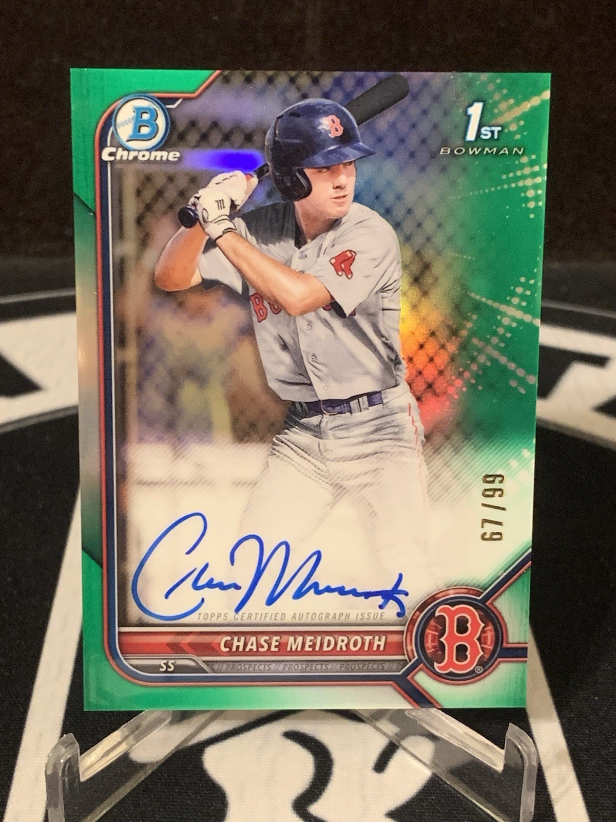 2022  Bowman Draft Chrome 1st Chase Meidroth Green Refractor Auto #67/99