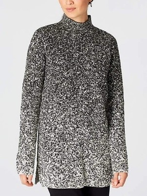 J. Jill Pure Jill Size M Gray Black Gradient Ombre Knit Mock Neck Tunic Sweater