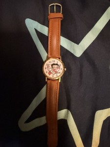 Vintage Genuine Leather Betty Boop Heart Brown Watch
