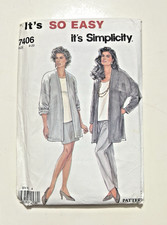 1991 Simplicity 7406 It's So Easy Jacket Skirt Pants Pattern UNCUT Size 8-20