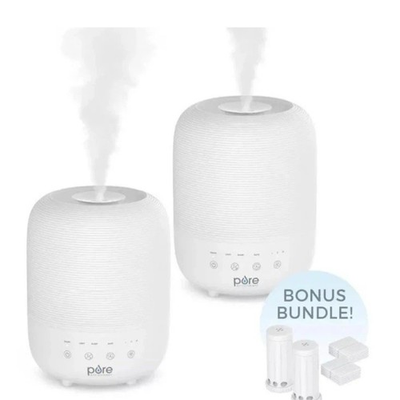 #ad Pure Enrichment HUME Sense Humidifier 2 Pack Top Fill Auto Shut Off Quiet $39.99