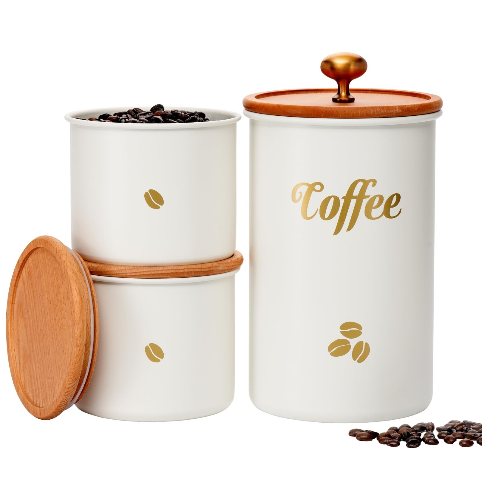 Coffee Canister, 3 pack 2 lb/12 oz/12 oz Large Airtight Coff