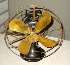 ANTIQUE GE BRASS BLADE ELECTRIC FAN- 15-HIGH ...