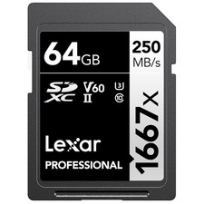 Lexar Professional 1667x 64GB SDXC UHS II Memory Card 250MBs 4K Video Capture