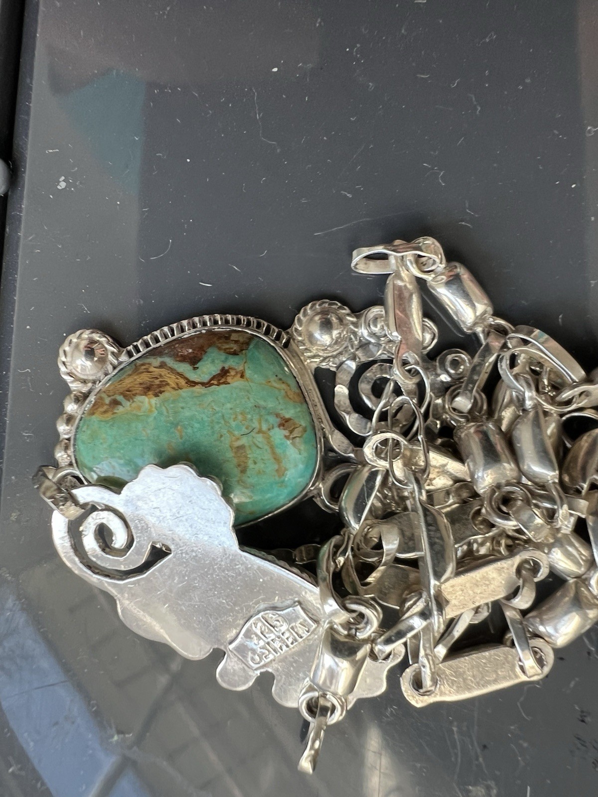 24gr VTG Solid Sterling Silver Dbl. Turquoise Dan… - image 17
