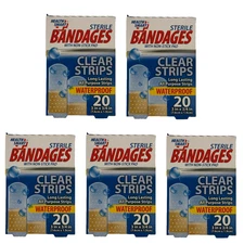 Lot 5 Boxes Clear WATERPROOF Bandages First Aid 100 Count nonstick pad 3" Band