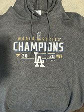  LOS ANGELES DODGERS 2020 WS CHAMPIONS HOODIE  MEN  S LARGE GRAY 