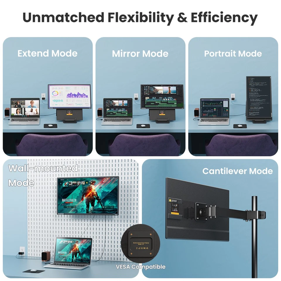 Hyangin D1 24" Portable Dual Monitor Second Screen Extender HDMI for Laptop Work - Image 4 of 4