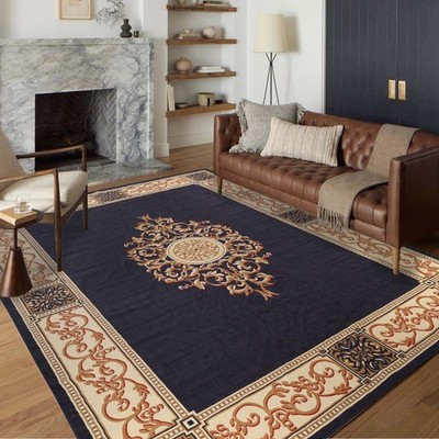 Superior Indoor Washable Area Rug, Non Slip, 10'x14', Midnight Blue---