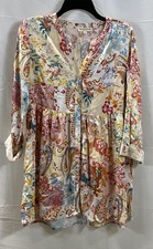 Christian Siriano Bluzka damska Wielokolorowa Kwiatowa Paisley Patchwork Marszczona S
