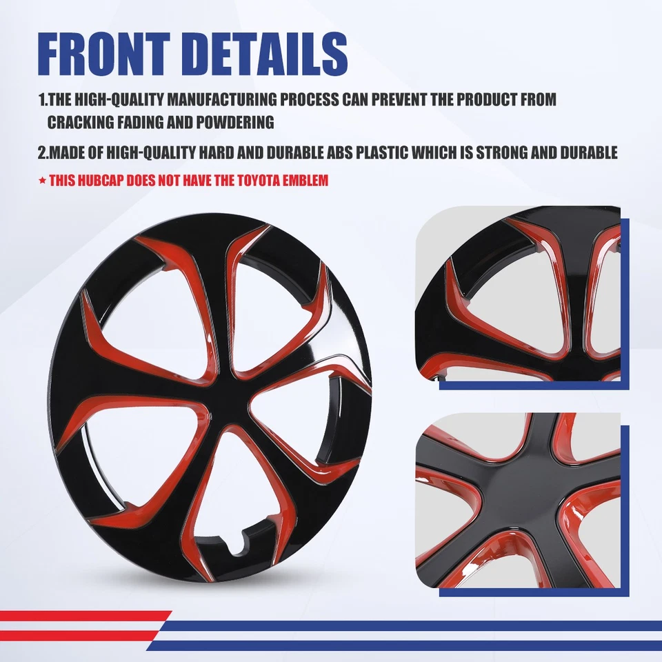 15" Red Black Wheel Covers Hub Caps 4PCS For 2010-2015 TOYOTA PRIUS Alloy Wheel Foto 3 de 4
