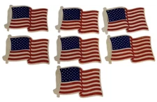 Vintage Lot 7 American Flag Old Glory Stars Stripes Plastic Refrigerator Magnets