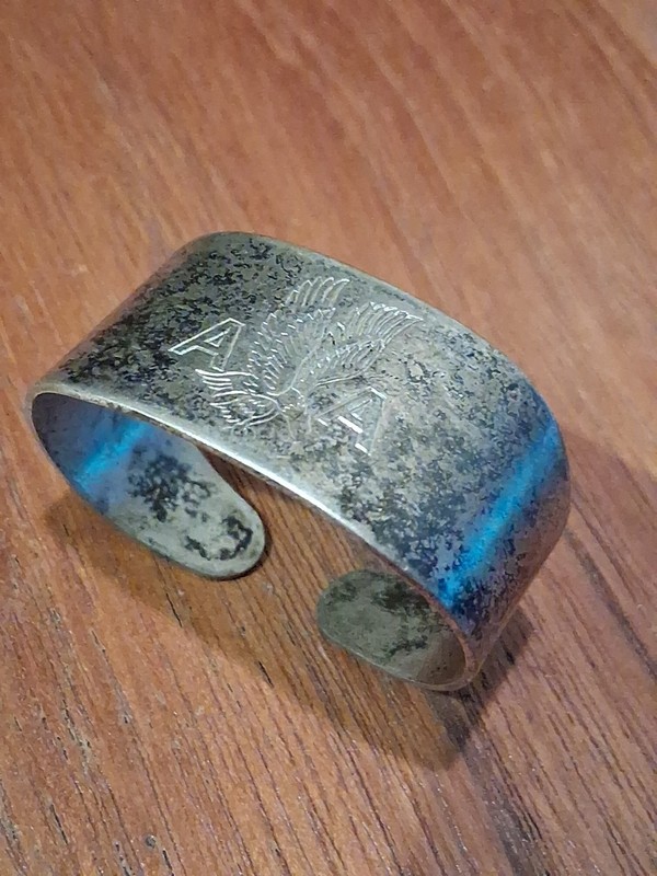 Vintage American Airlines AA Eagle logo Silverplate Napkin Ring child's bracelet