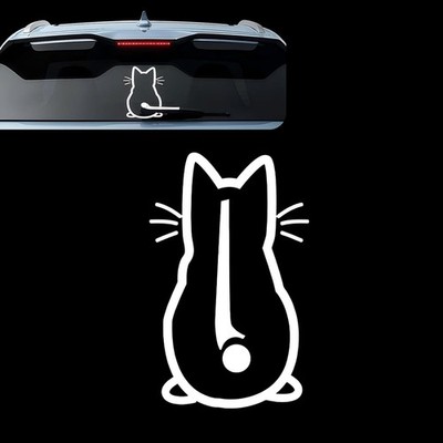 1 PC Car Windshield Wiper Decal, 12.6'' x 7.87'' Waterproof Sticker, Cute Cat Wavi