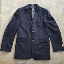 Boys Navy Blue Sports Coat Blazer Jacket Chaps Size 18 Gold Buttons