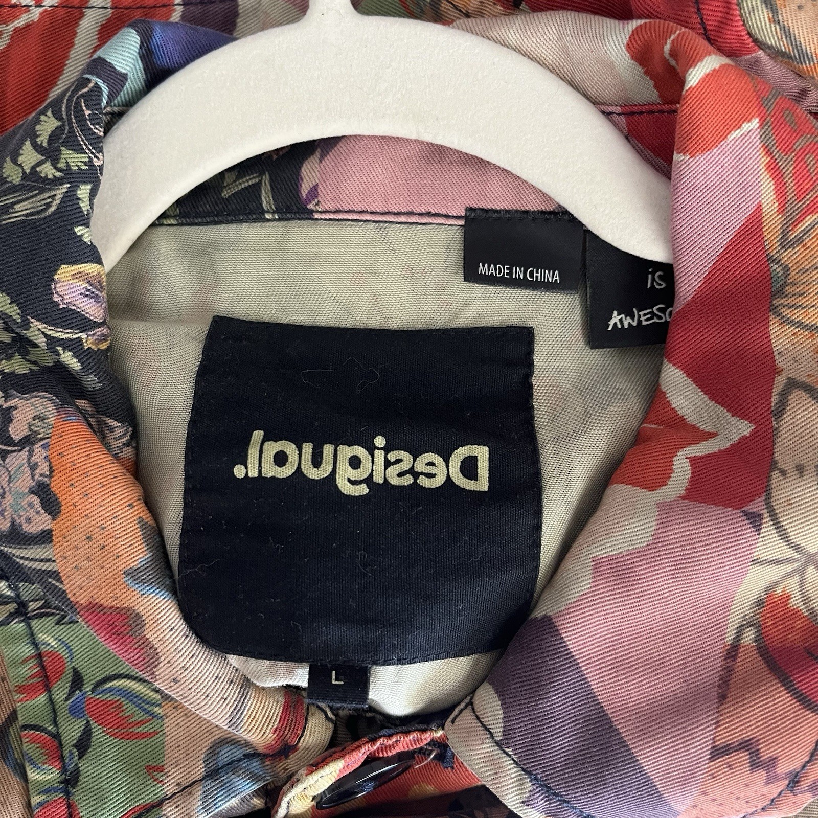 Desigual Patchwork Jacket Size Large Boho Floral … - image 7