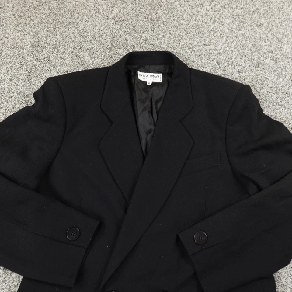 Blazer Giorgio Armani Mujer 46 EU 12 EE. UU. Negro Lana Doble Pecho Chaqueta Italia Foto 2 de 4