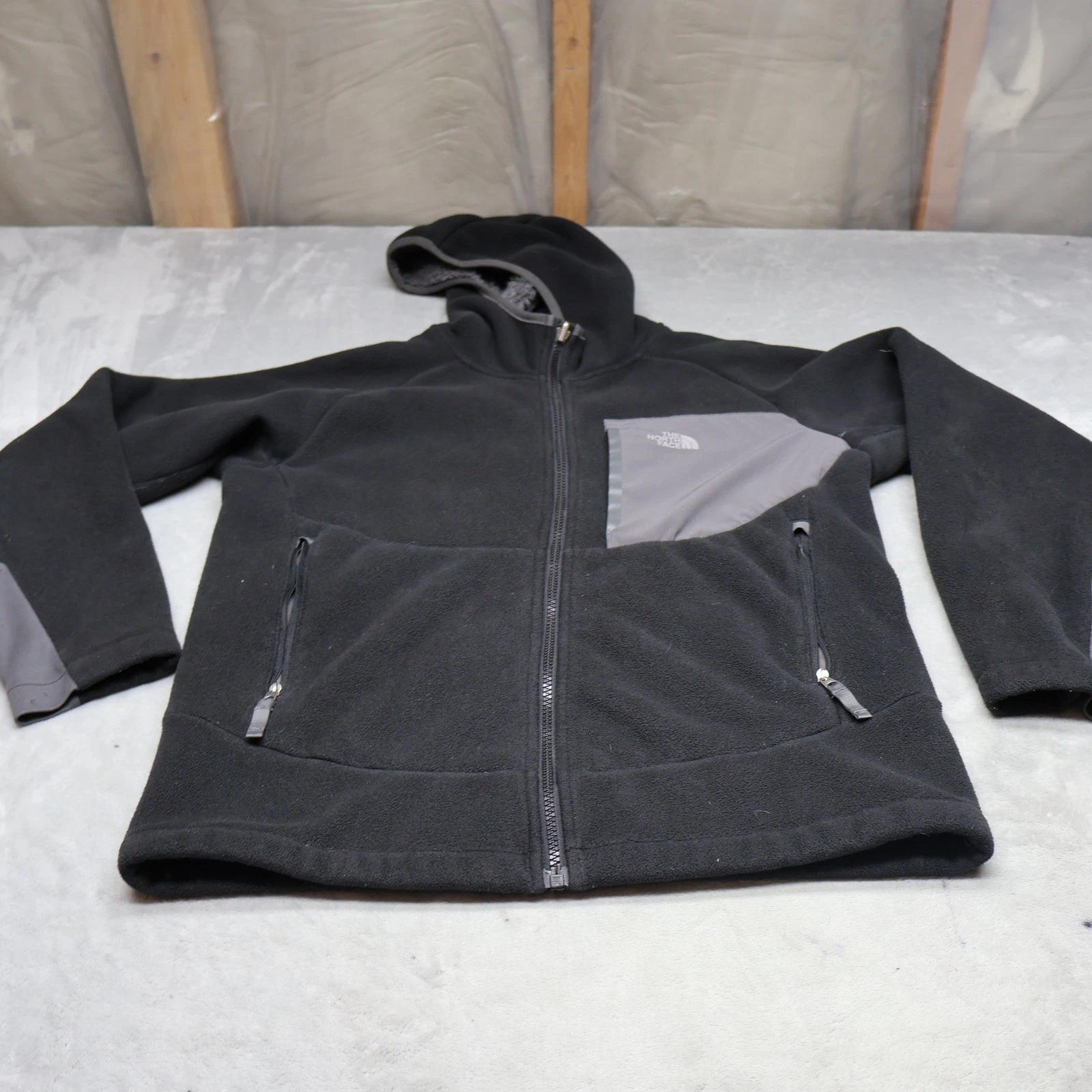 North Face Jacket Boys Large Black Full Zip Fleece Sherpa Lined Warm Winter