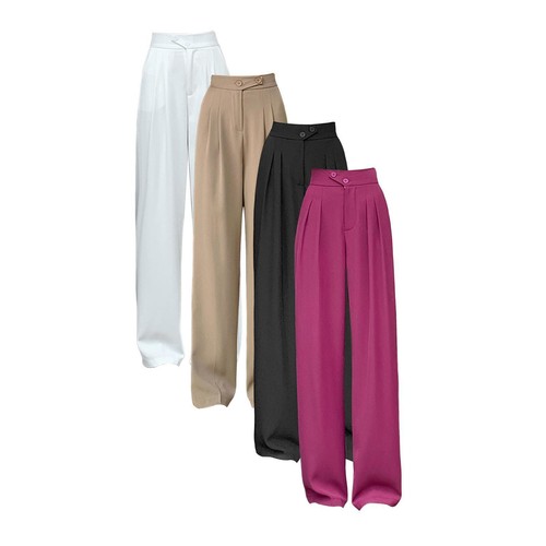 High Waist Loose Female Wide Leg Pants Spring Summer Solid Straight Trousers