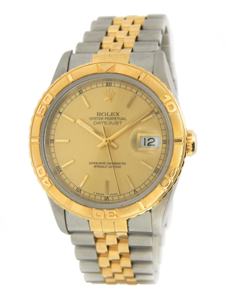 Reloj Rolex Datejust Turn-O-Graph 16263 para hombre de oro amarillo de 18 quilates y acero Thunderbird