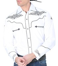 El General Cowboy Shirt Camisa Vaquera Western Wear Long Sleeve White/Black