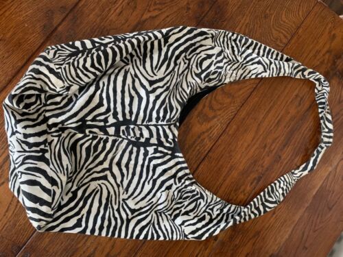 tote bag shopper zebra black and white stripe cotton large bag - Afbeelding 1 van 4