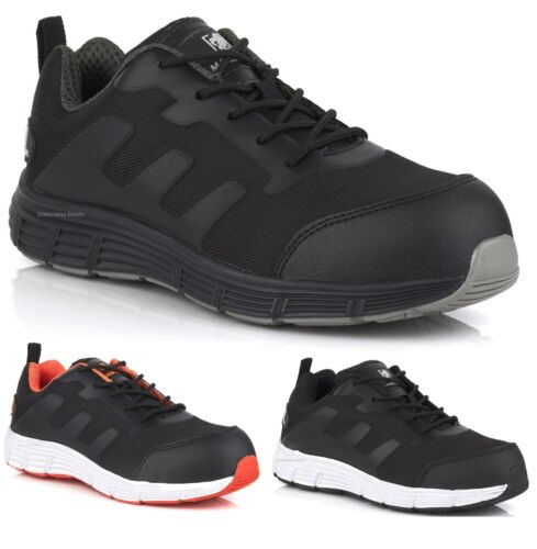 Mens Ultra Lightweight Steel Toe Cap Safety Work Wide Black Shoe Trainers Boots - Afbeelding 1 van 3