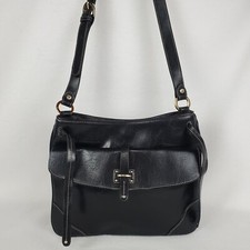 LIZ CLAIBORNE Vintage Black Faux Leather Purse With Shoulder Strap