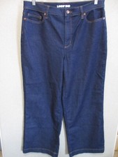 NWT LANDS END 532582 Recover High Rise Wide Leg Denim Blue Jeans SIZE 16 Dark