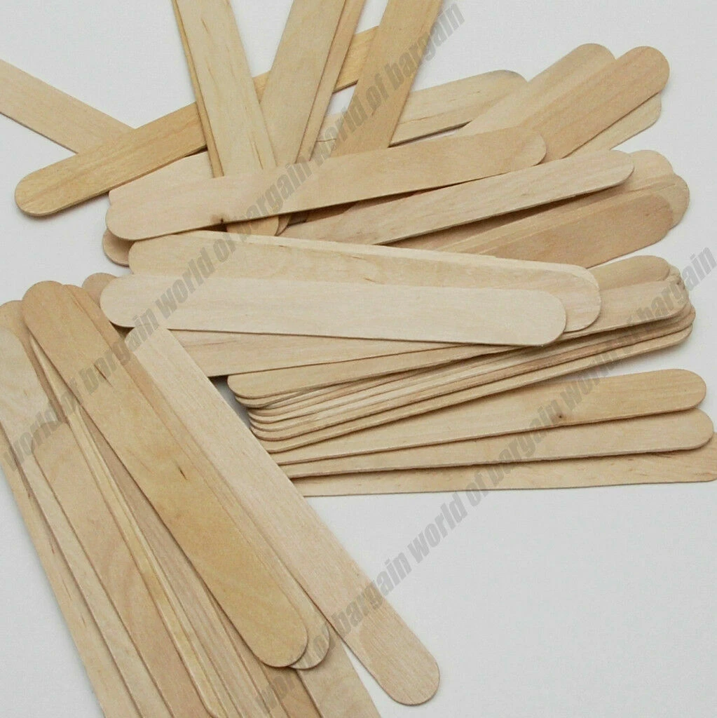 100 Sticks, Jumbo Wood Craft Popsicle Sticks 6 Inch (Natural Wood)