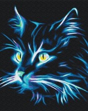 Peinture par numéros Cadre en bois Chat néon Peinture par numéros