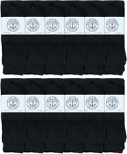 12 Pairs 30 Inch Mens Long Tube Socks, Black Cotton Tube Socks 10-13