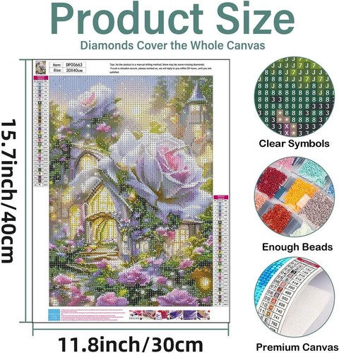 Diamond Art Kits for Adults, Rose 5D Diamond Painting Kits for Beginner DIY Gem - Picture 5 of 7