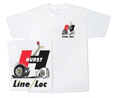Hurst Line Loc Mens T shirt Chevy Mopar Ford Pontiac Olds Drag Racing Hot Rods