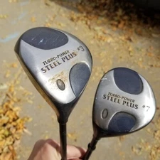 LH Mens Lot Of 2 TURBO POWER STEEL PLUS #3 And  #7 Woods Reg. Flex Graphite