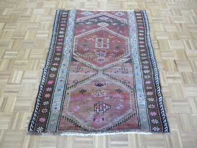 4'2 x 5'5 Hand Knotted Rust Vintage Turkish Oushak Oriental Rug G11610