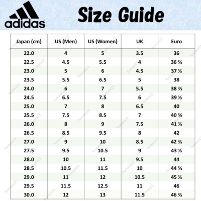 adidas women's size chart uk