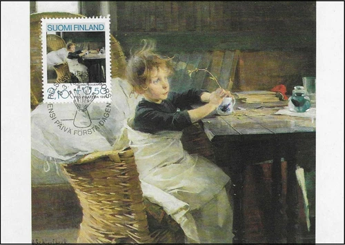 Helene Schjerfbeck The Little Convalescent 1888 Finland Mint FDC Maxi Card 1991