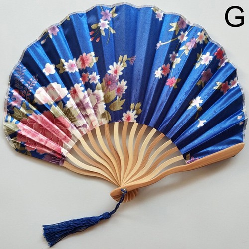 Éventail en tissu floral pliant main dentelle soie fête mariage style chinois danse - Photo 8/26