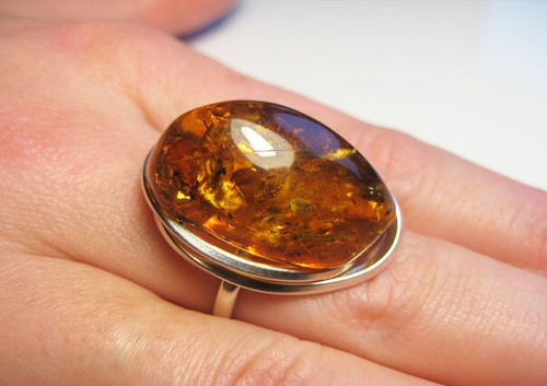 Beautiful Baltic Honey AMBER Natural Ring Silver Plated Adjustable Size !!!! - Picture 4 of 4