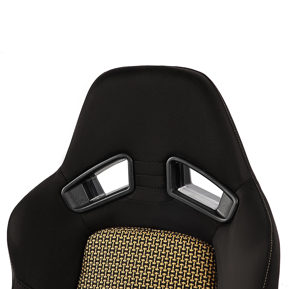 Par de asientos de carreras reclinables de PVC negro + dorado universal izquierdo/derecho Foto 4 de 4