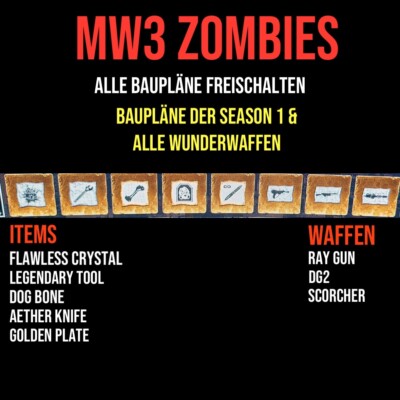 Alle 8 Baupläne MW3 Zombies SEASON 1 + Lieferung am Selben Tag