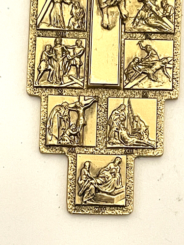 5" Gold Cross Crucifix Cipolletti by Cecchini Italy 2004 Christian art detail - Picture 4 of 6