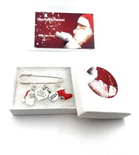 Baby's First Christmas 2024 Nappy Pin Keepsake Charms - Santa and Stocking
